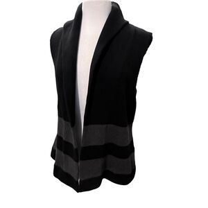 Lauren Ralph Lauren Oversized Sleeveless Black & Gray Cardigan Sweater size S